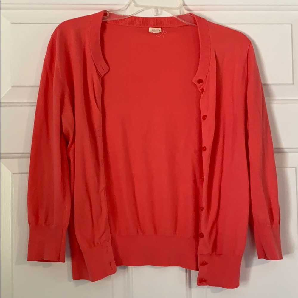 JCrew Coral color 3/4 length sweater